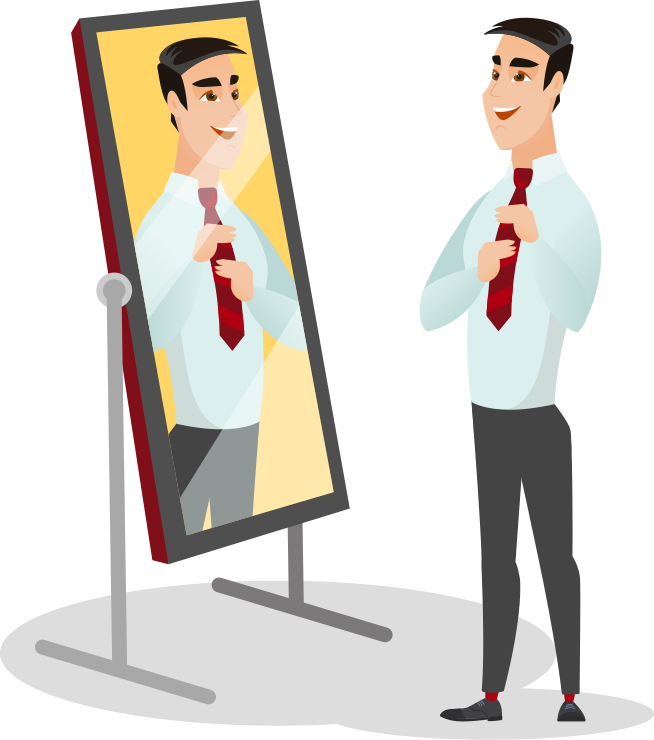 Man Looking In Mirror Illistration